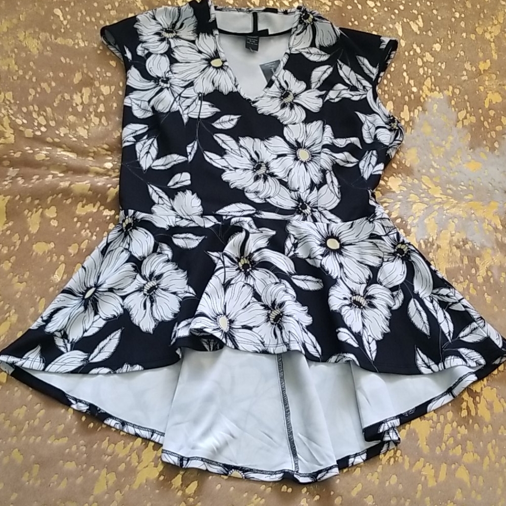 Ashley Stewart Black Peplum Top